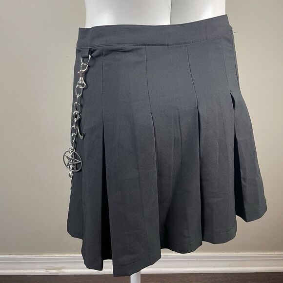 Dolls Kill The Craft Collab Black Mini pleated Belted Skirt Goth Punk Moon Star - Picture 5 of 10